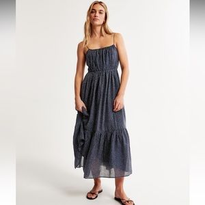 Low Back Tiered Maxi Dress Polka Dot Print Size small